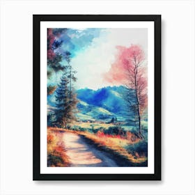 Watercolor Landscape Painting Art Print