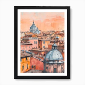 Rome Rooftops Morning Skyline 1 Art Print