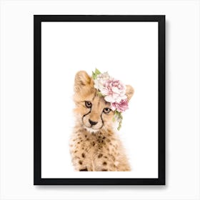 Peekaboo Floral Cheetah Art Print