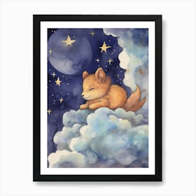 Baby Squirrel 3 Sleeping In The Clouds Art Print