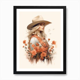 Cute Cowgirl Watercolour 4 Art Print