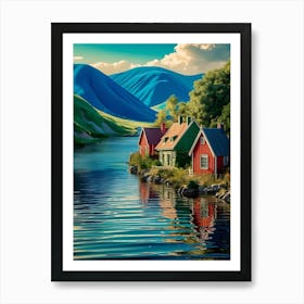 Houses By The Lake Art Print