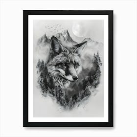 Wolf In The Forest 9 Art Print