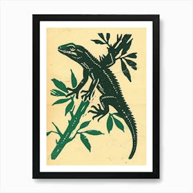 Lizard In The Leaves Bold Block 2 Art Print