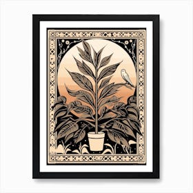 B&W Plant Illustration Zz Plant 5 Art Print