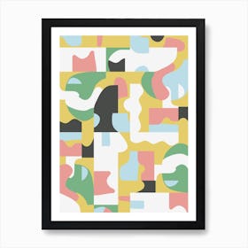 Organic Matisse Blocks Pink Mustard Art Print