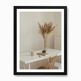 White Desk With A Vase Art Print