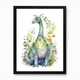 Brachiosaurus Cute Dinosaur Watercolour 2 Art Print