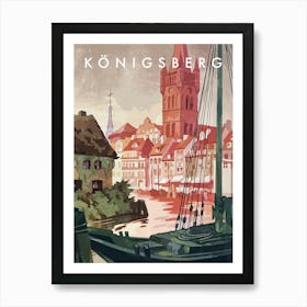 Konigsberg, Prussia, Germany — Retro travel minimalist art poster 2 Art Print