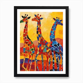 Geometric Warm Tone Giraffes 2 Art Print