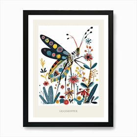 Colourful Insect Illustration Grasshopper 5 Poster Art Print