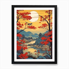 Oirase Stream, Japan Vintage Travel Art 3 Art Print