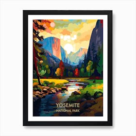 Yosemite National Park Travel Poster Illustration Style 3 Art Print