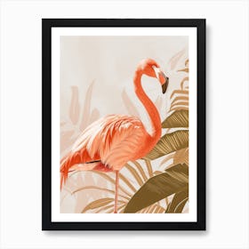 American Flamingo And Bird Of Paradise Minimalist Illustration 4 Art Print