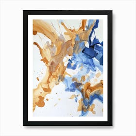 Blue And Orange Splash Art Print