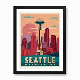 Seattle - Emerald City Skyline Poster Art Print