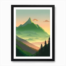 Misty Mountains Vertical Composition In Green Tone 215 Art Print