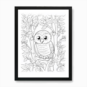 Line Art Jungle Animal Parrot 2 Art Print