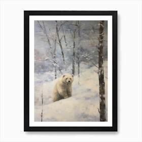 Vintage Winter Animal Painting Polar Bear 2 Art Print