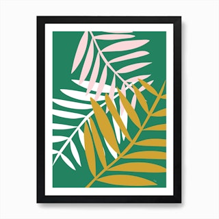 Palm Leaves in Green Art Print