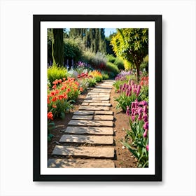 Garden Path With Colorful Flowers Art Print