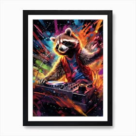 A Dj Raccoon Vibrant Paint Splashot 2 Art Print