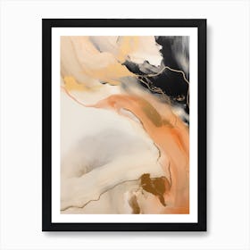 Charcoal And Orange Autumn Abstract Painting 5 Art Print