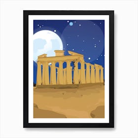 Acropolis At Night Art Print