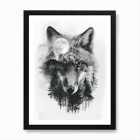 Wolf In The Forest 1 Art Print