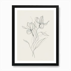 Line Drawing Of Flowers 10 Art Print