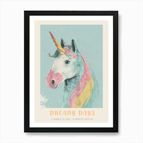 Pastel Unicorn Storybook Style Illustration 3 Poster Art Print