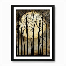 Full Moon In The Forest Art Art Print