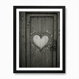 Heart On A Wooden Door 4 Art Print