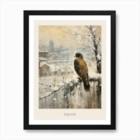 Vintage Winter Animal Painting Poster Falcon 1 Art Print