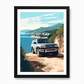 A Toyota Land Cruiser In Amalfi Coast, Italy, Car Illustration 2 Art Print