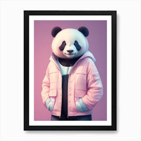 Panda Wearing Jacket Art Print