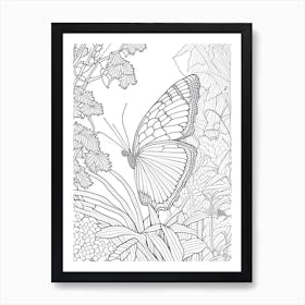 Butterfly In Botanical Gardens William Morris Inspired 1 Art Print