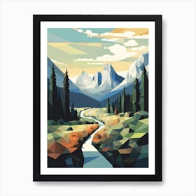 Yosemite Valley View   Geometric Vector Illustration 2 Art Print