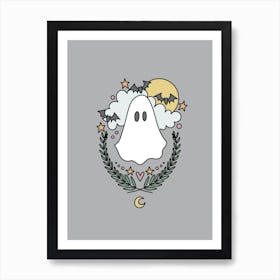 Cute Ghost | Gray Art Print