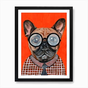 Stripy Bulldog Art Print
