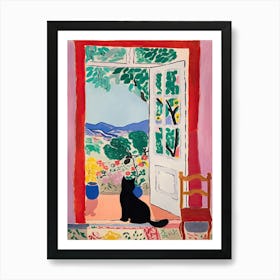 Open Door Matisse Inspired With Cat Silhouette Art Print
