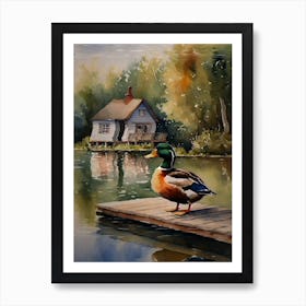 Duck On A Dock Wall Art Above Tv Art Print