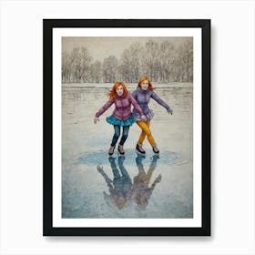 Ice Skaters 2 Art Print