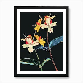 Neon Flowers On Black Lantana 4 Art Print