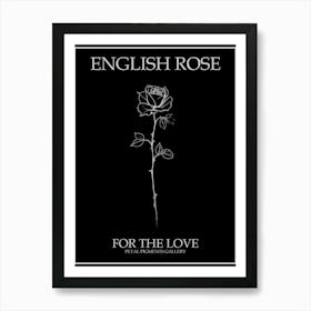 English Rose Black And White Line Drawing 27 Poster Inverted Art Print