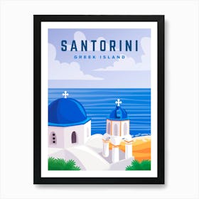 Greece, Santorini — Retro travel minimalist poster 5 Art Print