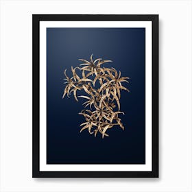 Gold Botanical Common Sea Buckthorn on Midnight Navy n.1135 Art Print