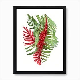 Christmas Fern Wildflower Watercolour 2 Art Print