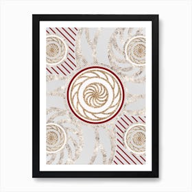 Geometric Glyph Abstract in Festive Gold Silver and Red n.0099 Art Print