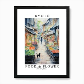 Food Market With Cats In Kyoto 1 Poster Art Print